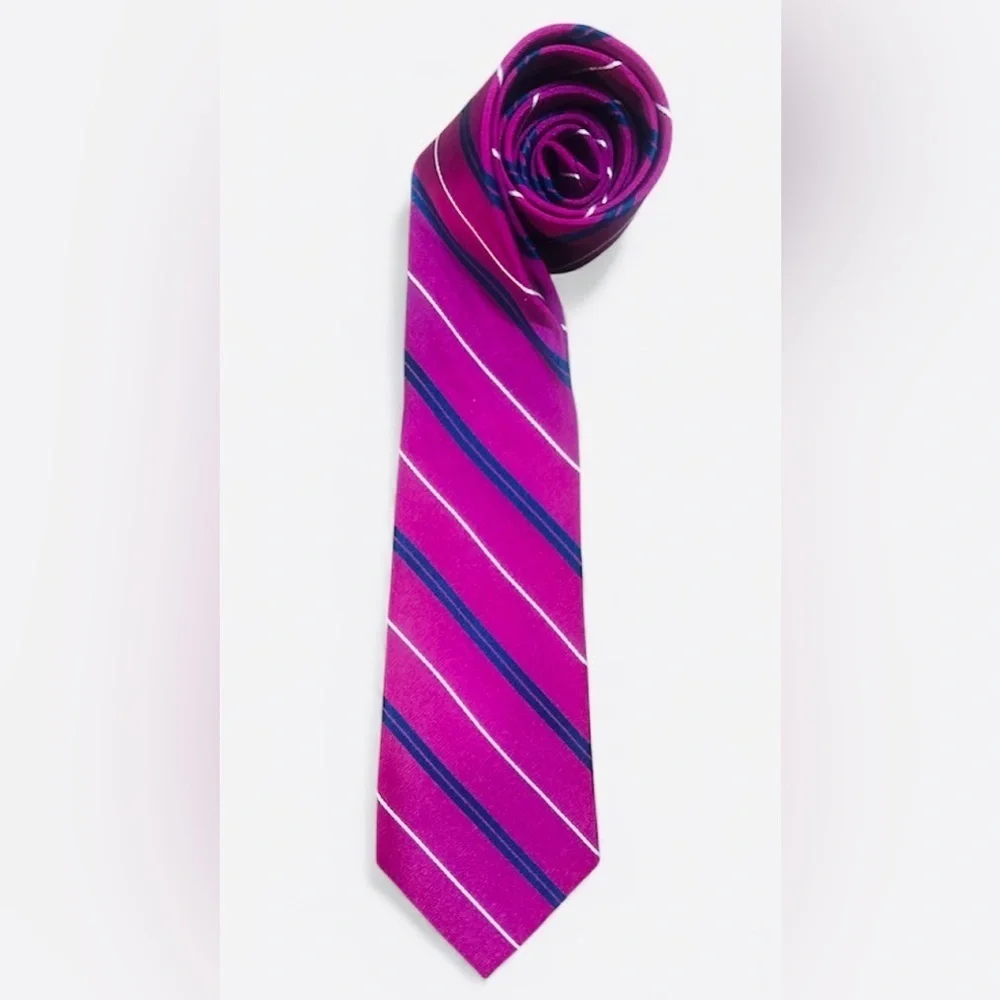 Lauren Ralph Lauren Magenta and Navy Striped Tie